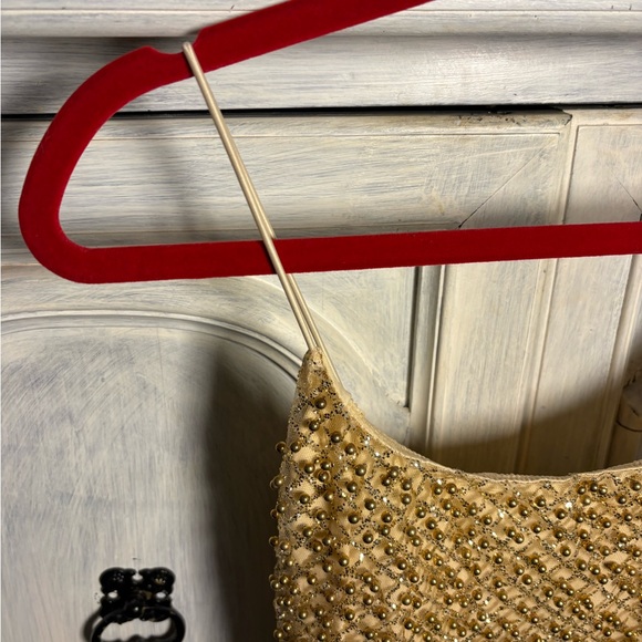 Oh Polly Drop A Glint Gold Embellished Mini Dress Cocktail Sexy - Picture 8 of 12